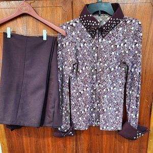 Western Pleasure Equestrian Show outfit, shirt and pants, plum color